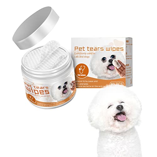 Paquete de 60 toallitas para ojos de perro | Toallitas para ojos de limpieza fáciles y seguras para perros | Eliminación rápida de manchas de lágrimas, costras de ojos de perro y secreción ocular Zmky