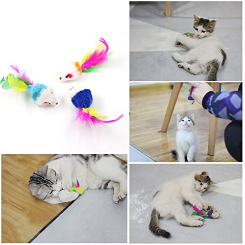 Paquete de 9 juguetes para gatos con ratones para gatos jugando masticar dientes de limpieza y suave felpa para gatos juguetes ratones con sonido Rustle Pequeño ratón Actividad Juguete interactivo