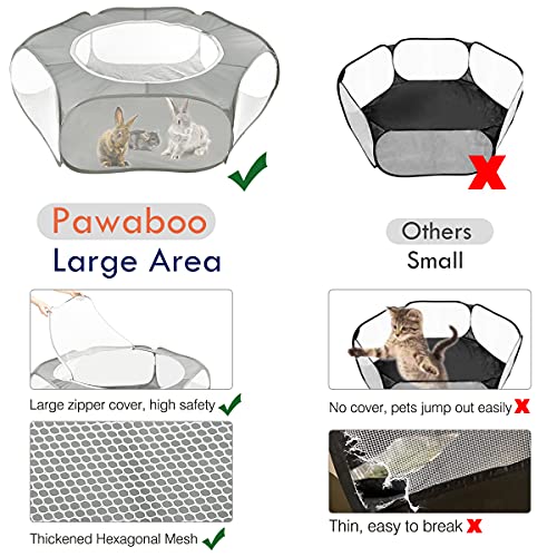Pawaboo Parque Corral para Animales Pequeño, Valla Portátil Plegable de 190T Tafetán para Perros, Gatos, Conejos, Cachorro, Mascota y Animales Domésticos, 23 x 22 x 7 CM - Gris
