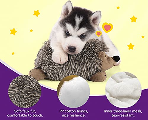 Pawaboo Plush Dog Toy, Real-Feel Heartbeat Super Soft Faux-Fur Hedgehog Dogs Toy Plush Stuffed Bedtime Toys, Non-Toxic Stuffed Animal Pet Toy, Biting Training Toy Chew Toys for Dog Puppy Cat