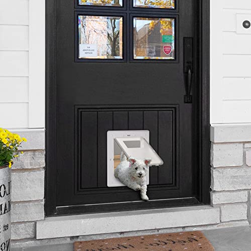 PawHut Puerta para Perros y Gatos 31,5x39x5,5 cm Gatera con Cierre Magnético de 2 Vías Sistema de Bloqueo Puerta para Mascotas de Entrada y Salida Fácil de Instalar Blanco