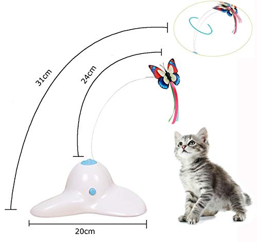 Pawsayes Juguetes interactivos para gatos, juegos de interior y ejercicio para gatos, giran automáticamente 360 grados con 2 recargas, mariposas que brillan por la noche