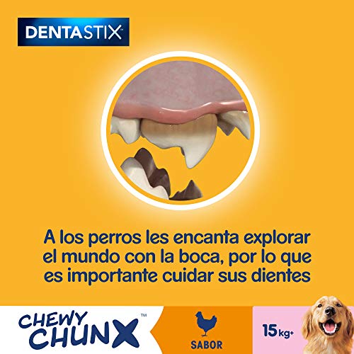 PEDIGREE Dentastix Chewy ChunX Snacks dentales para la Limpieza bucal de tu Perro Sabor Pollo, Perros medianos y Grandes. (5 bolsitas x 68g), para perros grandes