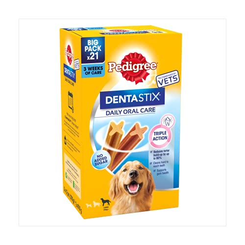 PEDIGREE Dentastix - Masticables Diarios para Perros Grandes + 25 kg, 1 Bolsa (21 Palos)