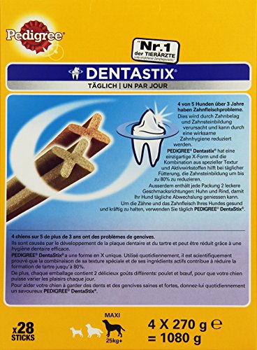 PEDIGREE Dentastix Premios para Perros Grandes de Higiene Oral Uso Diario - Pack de 4 x 7 Palos - Total: 28 Palos