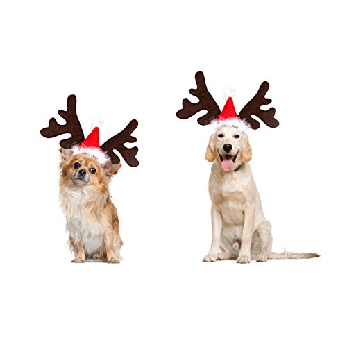 PEDOMUS Perro Gato Disfraz Navidad Mascota Reno Cornamenta Diadema Ciervo Sombrero Fiesta Disfraz para Perro Cachorro Gatito