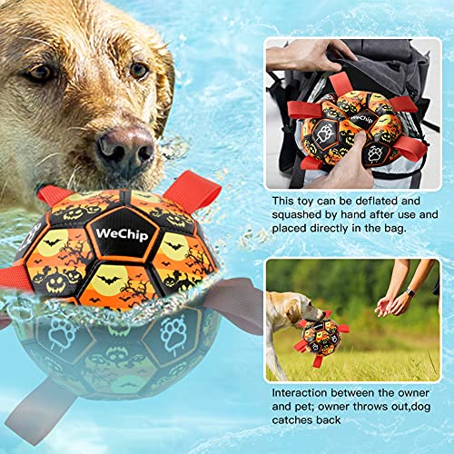 Pelota de fútbol para perros con pestañas de agarre, WeChip Durable Dog Toys, Pelotas de perro para perros pequeños y medianos, Juguetes de perro interactivos, Juguete de agua para perro