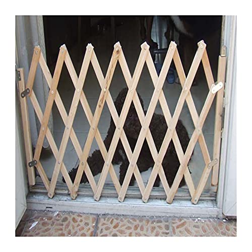 Peña plegable gato perro barrera de madera puerta de seguridad de bambú de madera expandiendo swing cachorro cerca puerta casero escalera simple estirable madera cerca (Color : S)