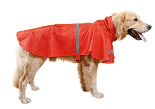 Perro Chubasquero resistente al agua con tiras de seguridad reflectante perro grande lluvia Poncho para Golden Retriever mascota impermeable ropa