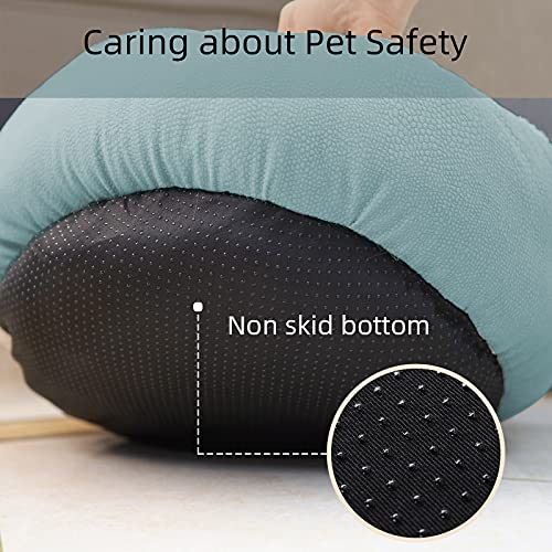 Peswety Cuddle - Cama para perro, cama para gatos, funda mediana para mascotas, lavable y suave, manta de terciopelo redonda (49,7 cm), color verde