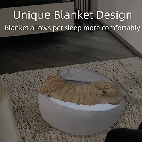 Peswety Cuddle - Cama para perro, cama para gatos, funda mediana para mascotas, lavable y suave, manta de terciopelo redonda (49,7 cm), color verde