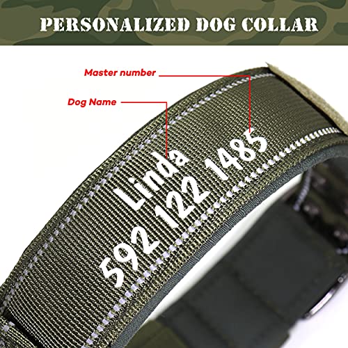 PET ARTIST Collar para perro militar ajustable con nombre y número de teléfono personalizados para mascotas,Collar con hebilla de metal resistente para perros medianos grandes,verde, M