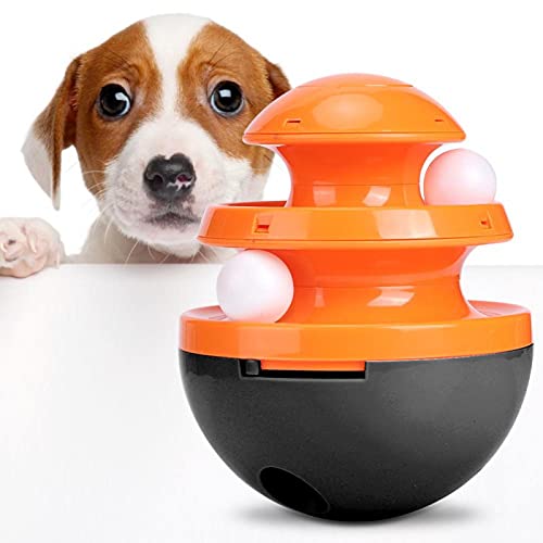 Pet Dog Tumbler Feeder Rail Ball Toys Pet Leakage Food Toy Pet Dog Toy Puzzle Entrenamiento Jugando Juguete ABS para mascotas (negro)
