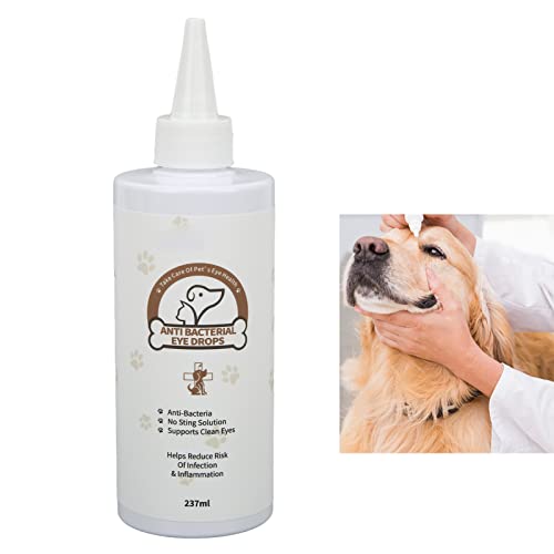 Pet Eye Wash Drops, 237 ml, gotas de ojos de perro, sin dolor, elimina la suciedad suave para caballos, gatos y perros.