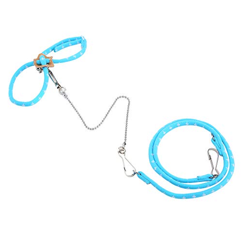Pet Hamster Training Lead, Mouse Mice Stripe Chaleco Arnés Lead Rope Walking with Finder Bell(Azul)