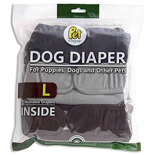 PET MAGASIN Pañales Reutilizables para Perros [Paquete de 3] Pañales Sanitarios para Mascotas, Altamente absorbentes, Lavables a máquina y ecológicos (Original, S)