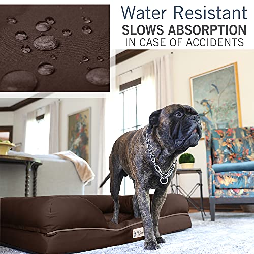 PetFusion Cama para Perro de Espuma viscoelástica Resistente al Agua de 10 cm para Perros Grandes (colchón ortopédico de 112 x 86 x 25 cm), Color marrón
