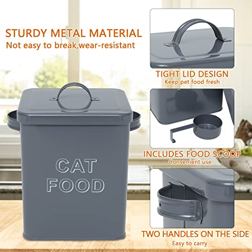 Pethiy - Contenedor para Comida y golosinas para Gatos, con herméticas Tapa y Pala, Cajas Almacenamiento para Alimentos para Mascotas,Capacidad 2,5kgs-Gris