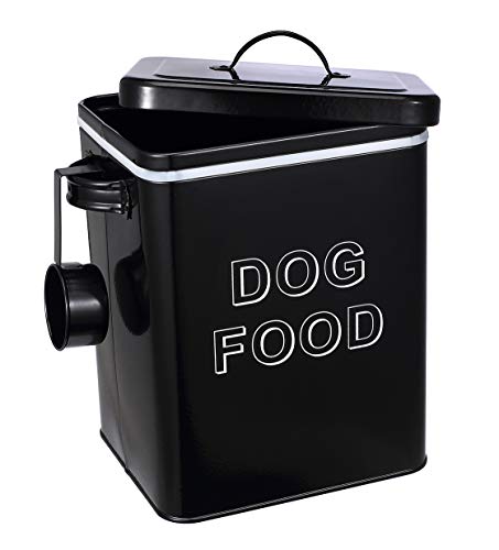 Pethiy - Contenedor para Comida y golosinas para Perros, con herméticas Tapa y Pala, Cajas Almacenamiento para Alimentos para Mascotas,Capacidad 2,5kgs-Negro