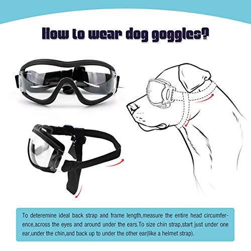 PETLESO Gafas de sol para perros grandes, superfrescas, fáciles de llevar, antirayos UV, gafas de protección para motocicleta, para perros grandes y medianos