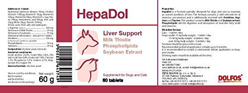 PETS Dolfos HepaDol Soporte Hepático para Perros y Gatos 60 Tabletas