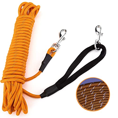 PETTOM Correa de Perro Cordón para Perros 5m 10m 15m Cordón de Cuerda de Entrenamiento Reflectante Cordón de Nailon-Naranja