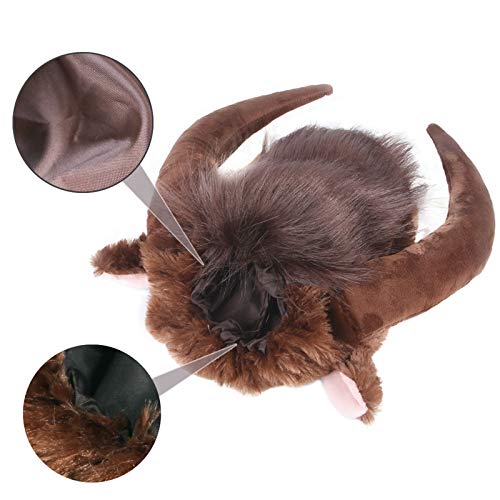 Petyoung Perro Cuerno Mane Traje Perro Peluca Ropa Sombreros Gato Disfraz de Toro Accesorios para Mascotas