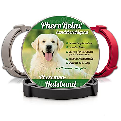 PheroRelax Collar calmante para perros, calmante natural para perros con feromonas para la ansiedad, el estrés y la agresividad, 60 días de tiempo de acción (negro)