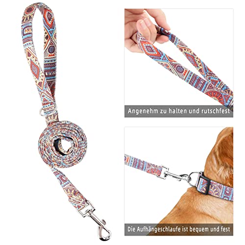 Piang Gouer Juego de collar y correa, vintage, bohemio, con hebilla de metal, tamaño ajustable, para perros pequeños y medianos (naranja-M)