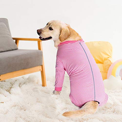 Pijama de una Pieza para Perros Grandes y medianos para la pérdida de Cabello, alergias, antifugas, protección de heridas, Alternativa de Cono (2XL, Rosa)