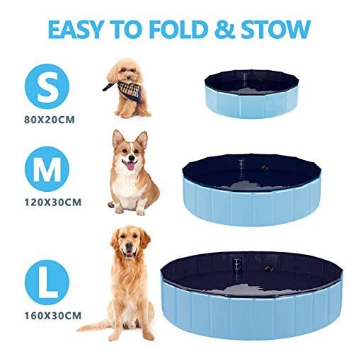 Piscina para perros y gatos, plegable, con PVC antideslizante, resistente al desgaste, para niños, perros y gatos, como regalo (diámetro: 120 x 30 cm)