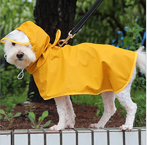 Podazz Poncho con capucha para perro pequeño mediano, impermeable de poliuretano para perros y gatos, ropa, ultraligero, transpirable, amarillo, M