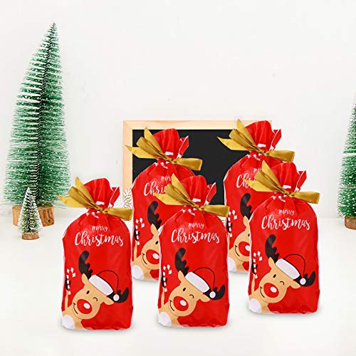 POPETPOP 50pcs Tema navideño Cajas de Almacenamiento de Dulces Bolsas de Lazo de Embalaje de Regalo de Dibujos Animados Juguete de Navidad para niños