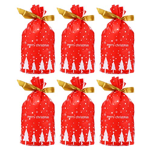 POPETPOP 50pcs Tema navideño Cajas de Almacenamiento de Dulces Bolsas de Lazo de Embalaje de Regalo de Dibujos Animados Juguetes navideños para niños
