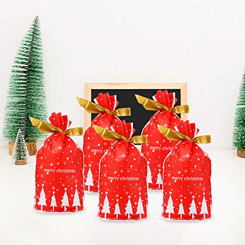 POPETPOP 50pcs Tema navideño Cajas de Almacenamiento de Dulces Bolsas de Lazo de Embalaje de Regalo de Dibujos Animados Juguetes navideños para niños