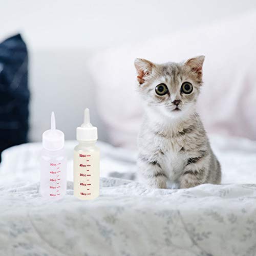 POPETPOP 6Pcs 50Ml Biberón de Lactancia para Mascotas - Biberón Puntiagudo Seguro para Perros Gato Botella de Leche para Animales Pequeños/Gatos/Perros/Cachorros/Gatitos