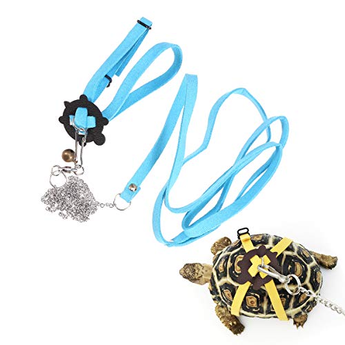POPETPOP Arnés de tortuga y correa de tortuga, correa de lagarto arnés de tortuga, correa ajustable para mascotas, collar de tortuga, cuerda de control de caminata, tamaño S (azul)