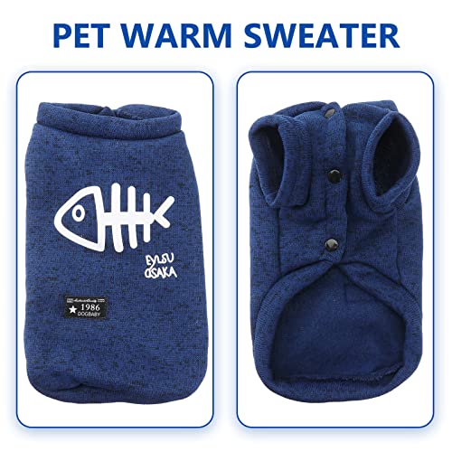 POPETPOP - Ropa cálida para perros y gatos, jersey de invierno para perros, chaleco para perros de talla pequeña, color azul