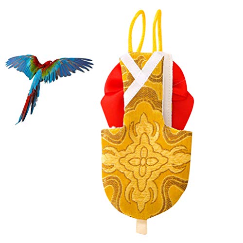 POPETPOP Traje de Vuelo de Pájaros Pañal de Pájaro Loro Pañal Lavable Pañal para Periquito Cockatiel Mini Guacamayo Periquito Canario (Tamaño M Amarillo)