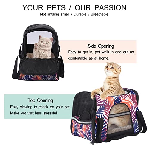 Portador de mascotas con hojas de palma de colores suaves para mascotas, transportadores de viaje para gatos, perros cachorro cómodo portátil plegable bolsa de mascotas aprobada por aerolínea