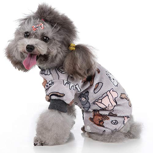 Poseca Pijamas para Perros pequeños y medianos Mamelucos para Cachorros Monos para Perros cálido suéter de Lana para Perros Pijamas para Mascotas Monos para Perros pequeños y Gatos