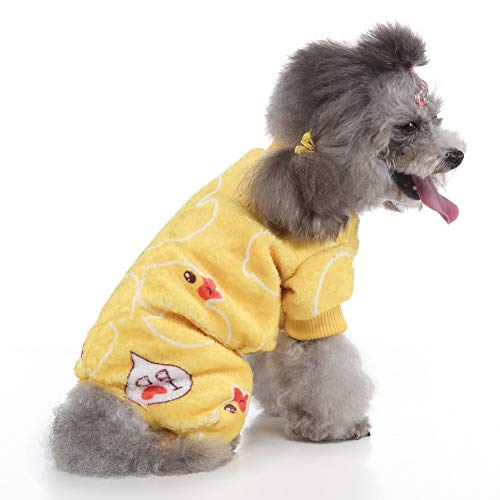 Poseca Pijamas para Perros y Gatos Ropa de Mono suéter cálido para Perros Abrigo de Lana para Perros Ropa para Cachorros Pijamas para Perros pequeños y medianos