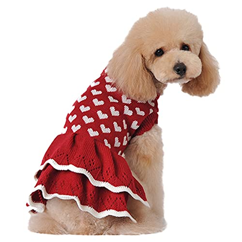 Poseca Suéter para Perros Vestido para Perros pequeños Suéter para Cachorros Invierno Perro Princesa Vestido Faldas para Cachorros Gato Perro Suéter Suéter Prendas de Punto Abrigo Ropa