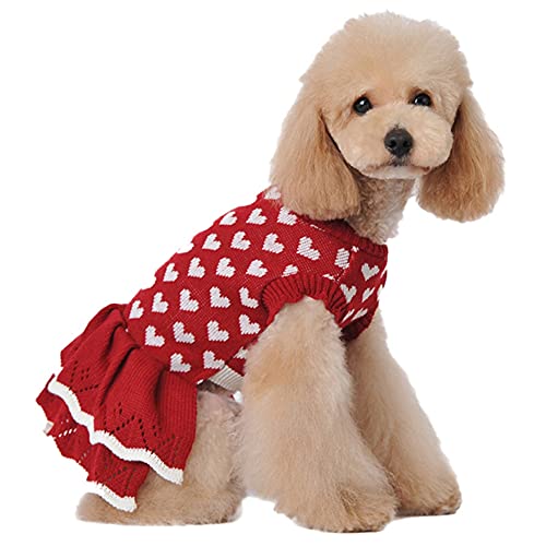 Poseca Suéter para Perros Vestido para Perros pequeños Suéter para Cachorros Invierno Perro Princesa Vestido Faldas para Cachorros Gato Perro Suéter Suéter Prendas de Punto Abrigo Ropa