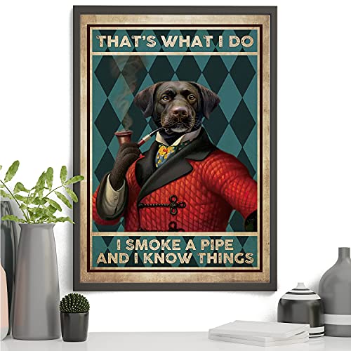 Póster en lienzo con diseño de perro en la camisa roja está fumando con texto "Dog In The Red Shirt Is Smoking", póster de lienzo con texto "Things We Aarn from a Dog", sin marco de 30,5 x 45,7 cm