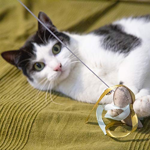 PRETTY KITTY Juguete para gatos en forma de pez con cintas y cascabeles - Ángel estimulante