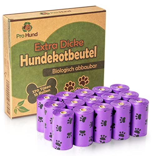 Pro Hund 300 bolsas Biodegradables para Excrementos de Perro / Caca de Perro con Dispensador y Clip / Extra Largas / Esencia de lavanda