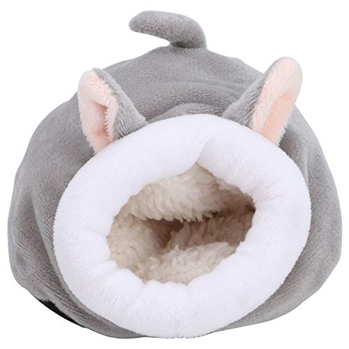 Pssopp Ardilla para Mascotas Nido de Dormir Saco de Dormir de Invierno cálido Mini Erizo de algodón Lindo Juguete de Jaula de casa de Animales pequeños(Gris)