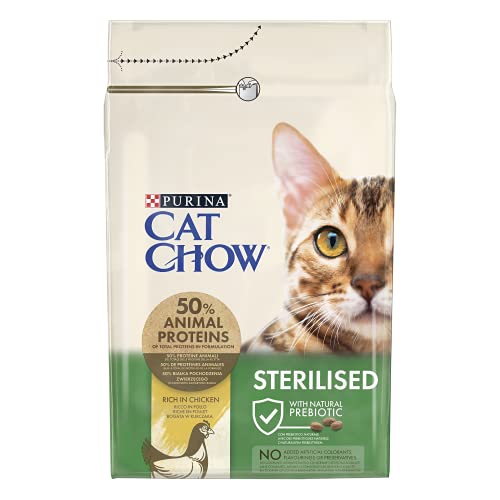 Purina Cat Chow Comida Seco para Gatos Adultos Esterilizados Rico en Pollo - 3 Kg
