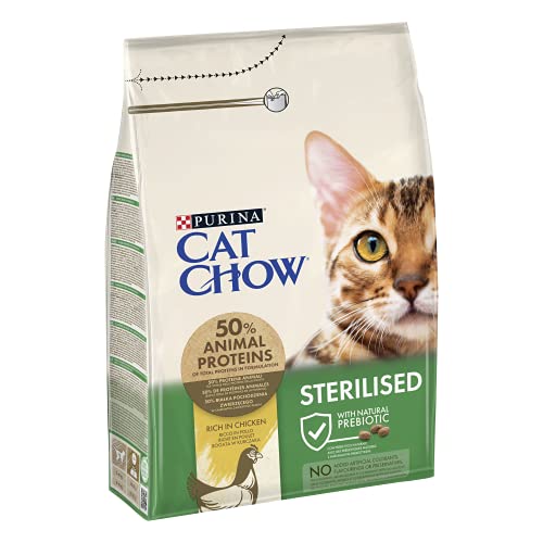 Purina Cat Chow Comida Seco para Gatos Adultos Esterilizados Rico en Pollo - 3 Kg